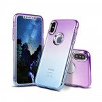 Wholesale iPhone X (Ten) Two Tone Color Hybrid Case (Hotpink Blue)